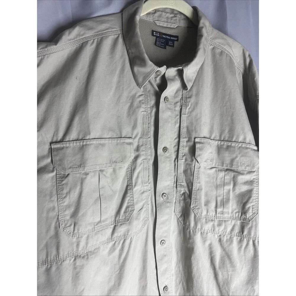 5.11 Tactical Series Mens Khaki Conceal Shirt Vented Button Up 72157 Sz 2XL - Picture 8 of 8